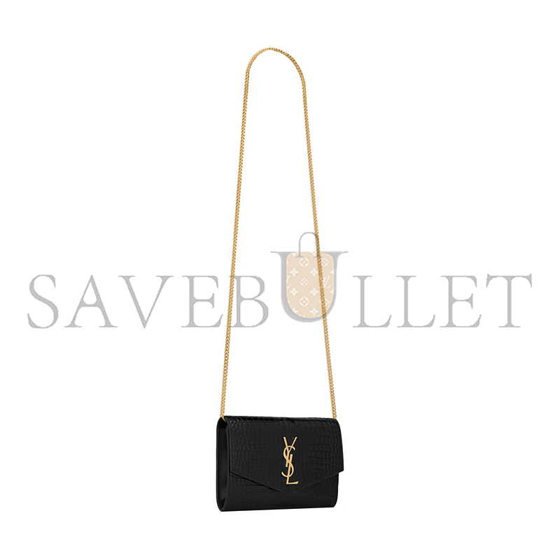 YSL UPTOWN CHAIN WALLET IN SHINY CROCODILE-EMBOSSED LEATHER 607788DND1J1000 (19*12*3cm)